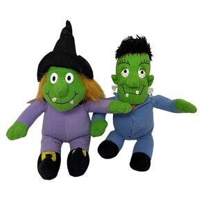 Gund Frankenstein & Witch Plush Halloween Dolls 8" Soft Toys Collectible Set